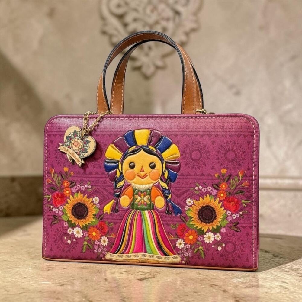 NWT Dubai Mexican Artisan Ximena Doll Painted Crossbody Bag